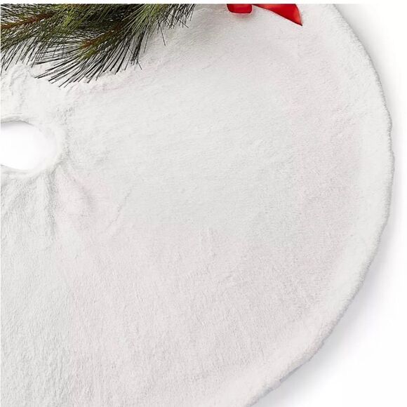 Holiday Lane White Snow Plush Christmas Tree Skirt Cover Floor Mat, 48" x 48" - Picture 1 of 5